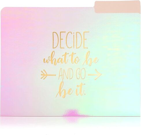 Paper Junkie 12 Pack Motivational Iridescent Decorative File Folders Emboss Rose Gold Foil, Letter Size in Saudi Arabia