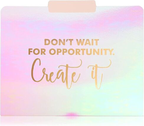 Paper Junkie 12 Pack Motivational Iridescent Decorative File Folders Emboss Rose Gold Foil, Letter Size in Saudi Arabia