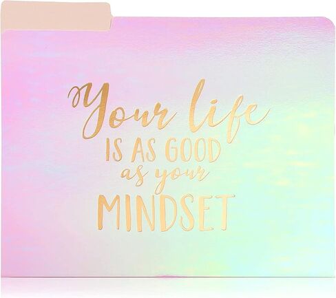 Paper Junkie 12 Pack Motivational Iridescent Decorative File Folders Emboss Rose Gold Foil, Letter Size in Saudi Arabia
