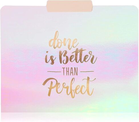Paper Junkie 12 Pack Motivational Iridescent Decorative File Folders Emboss Rose Gold Foil, Letter Size in Saudi Arabia