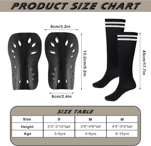Kids Youth Football Shin Guards-1 Pair, High Elastic Long Soccer Sock Sleeves + Shin Pads for Youth Boys 5-12 Years, Football Games Leg Calf Protective Gear Black in Saudi Arabia
