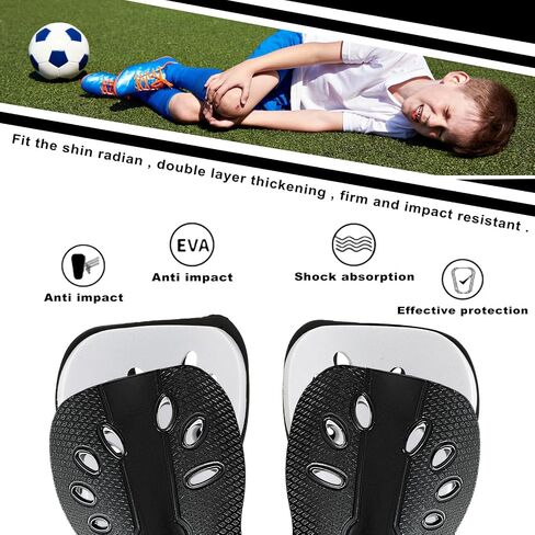 Kids Youth Football Shin Guards-1 Pair, High Elastic Long Soccer Sock Sleeves + Shin Pads for Youth Boys 5-12 Years, Football Games Leg Calf Protective Gear Black in Saudi Arabia