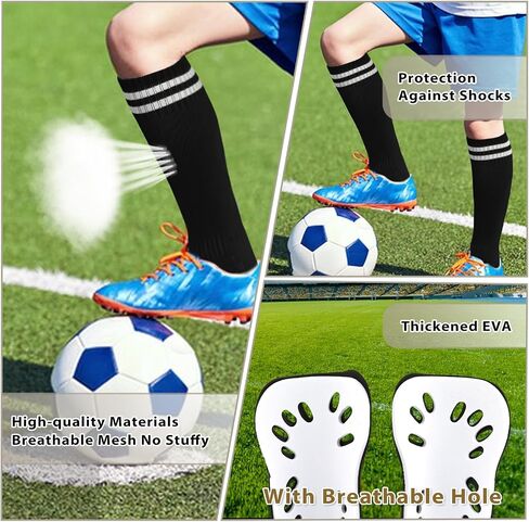 Kids Youth Football Shin Guards-1 Pair, High Elastic Long Soccer Sock Sleeves + Shin Pads for Youth Boys 5-12 Years, Football Games Leg Calf Protective Gear Black in Saudi Arabia