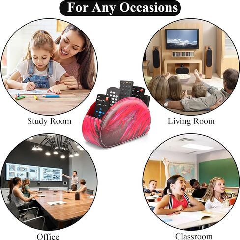 lizimandu Remote Control Holder, PU Leather Remote Caddy Desktop Organizer with 5 Spacious Compartments for TV Remotes/Media Controllers/Office Supplies (1-Black) in Saudi Arabia