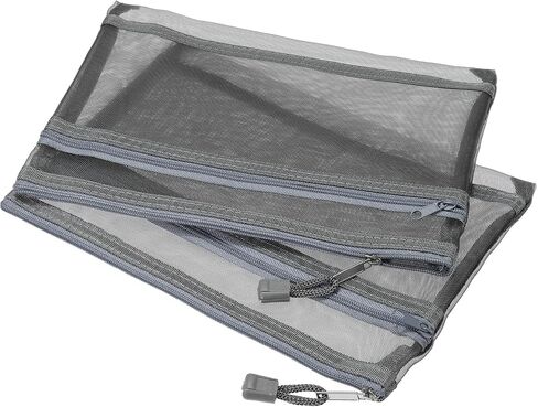 MECCANIXITY Mesh Zipper Bags, A5 Nylon Double Layer Zip File Pouch Storage Organizer Pockets for Travel Office Accessories, Black Pack of 6 in Saudi Arabia