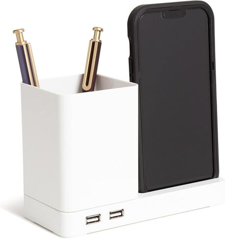 U Brands The Mod Cup Charging Station and Desktop Organizer, Office Supplies, with USB Charging, 6.75" x 4.6" x 3" in Saudi Arabia