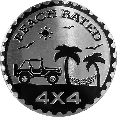 Beach Rated Metal Car Badge Stickers for Jeep Wrangle,Round Auto Car Emblem Sticker 3D,4 x 4 Jeep Decals,Metal Automotive Car Badge,Decorative Sticker for Motorcycle Vehicles Bumpers Trucks in Saudi Arabia