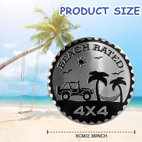 Beach Rated Metal Car Badge Stickers for Jeep Wrangle,Round Auto Car Emblem Sticker 3D,4 x 4 Jeep Decals,Metal Automotive Car Badge,Decorative Sticker for Motorcycle Vehicles Bumpers Trucks in Saudi Arabia