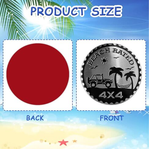 Beach Rated Metal Car Badge Stickers for Jeep Wrangle,Round Auto Car Emblem Sticker 3D,4 x 4 Jeep Decals,Metal Automotive Car Badge,Decorative Sticker for Motorcycle Vehicles Bumpers Trucks in Saudi Arabia