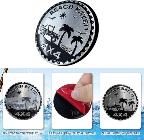 Beach Rated Metal Car Badge Stickers for Jeep Wrangle,Round Auto Car Emblem Sticker 3D,4 x 4 Jeep Decals,Metal Automotive Car Badge,Decorative Sticker for Motorcycle Vehicles Bumpers Trucks in Saudi Arabia