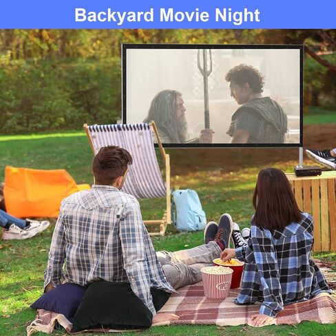 شاشة عرض مع حامل، شاشة أفلام خارجية محمولة من مادة PVC مقاس 120 بوصة مع حامل قابل للطي بشكل متكامل، شاشة عرض سهلة التركيب بنسبة 16:9 مع حقيبة حمل للسفر ليلاً لمشاهدة الأفلام in Kuwait