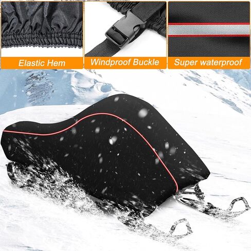 غطاء تزلج XYZCTEM Premium 420D مقاوم للماء وقابل للقطر على الجليد متوافق مع Yamaha Polaris Ski-Doo Arctic Cat (يناسب الطول 130 بوصة × 51 بوصة × 48 بوصة أسود) in Kuwait