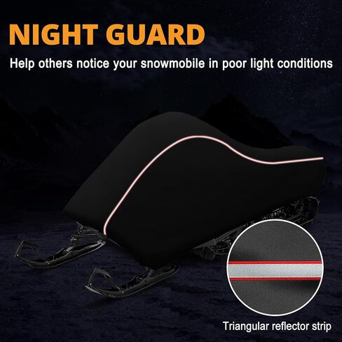 غطاء تزلج XYZCTEM Premium 420D مقاوم للماء وقابل للقطر على الجليد متوافق مع Yamaha Polaris Ski-Doo Arctic Cat (يناسب الطول 130 بوصة × 51 بوصة × 48 بوصة أسود) in Kuwait