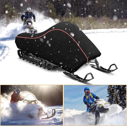 غطاء تزلج XYZCTEM Premium 420D مقاوم للماء وقابل للقطر على الجليد متوافق مع Yamaha Polaris Ski-Doo Arctic Cat (يناسب الطول 130 بوصة × 51 بوصة × 48 بوصة أسود) in Kuwait
