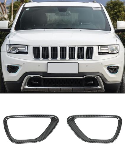 JeCar Front Fog Light Trim Cover Fog Lamp Bezel Exterior Accessories for Jeep Grand Cherokee 2014-2016, Carbon Fiber Finish in Saudi Arabia