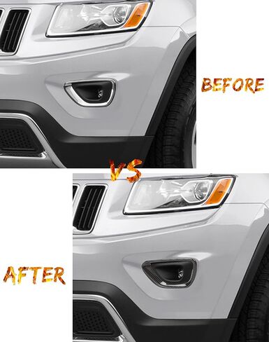 JeCar Front Fog Light Trim Cover Fog Lamp Bezel Exterior Accessories for Jeep Grand Cherokee 2014-2016, Carbon Fiber Finish in Saudi Arabia