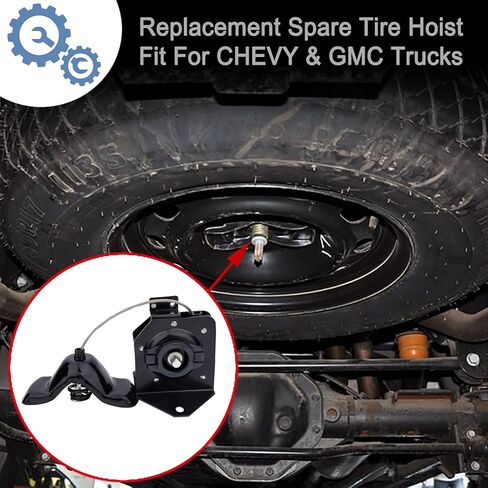 رافعة الإطارات الاحتياطية، مجموعة رافعة حامل الإطارات الاحتياطية، متوافقة مع CHEVY GMC- 2003-2010 Sierra 2500 HD، Silverado 2500 HD، 2003-2010 Silverado 3500 والمزيد، استبدل، 19371173 924-502 in Kuwait