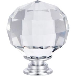 Crystal Door knobs,4 Pack Crystal Handle Cabinet Door Wardrobe Drawer Door Handle Aluminum Alloy Transparent Color Knob(Size:40mm)