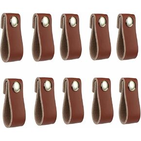 Drawer pulls,Leather handles2 Pcs Leather Drawer Pulls for Cabinet Dresser,Brown Leather Pulls with Golden Knobs,Great f (Color : (Color : Brown, Size : 2) (Color : Bruin, Size : 10)
