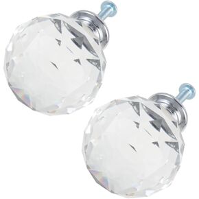 Crystal Door knobs,2pcs Cabinet Crystal Diamond Door knob Glass Decor Black Door Interior Door Cabinet knobs Dresser knobs Clear knobs