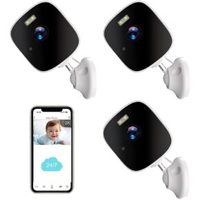 3PC WiFi Indoor Camera for Home Security, 2K Indoor Security Cameras for Home, 24/7 Recording Security Camera, AI Detection, Color Night Vision, 2-Way Talk, Cloud&SD, Works Alexa&Google Assistant