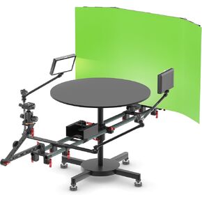 360 Video Rotating Platform,360 Spinning Camera Rig with 3-Axis Adjustable Magic Arm Video Rotating Platform 2+1 Lighting System Photography Turntable for Filmmakers & Videographers