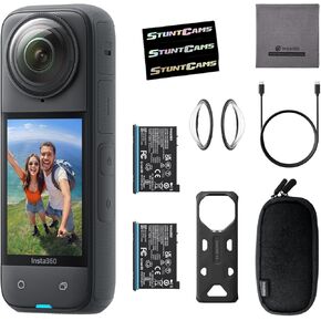 Insta360 X4 - Waterproof 8K 360 Action Helmet Camera with Extra Battery, 4K Wide-Angle Video, Invisible Selfie Stick Effect Lens Guards Sports, Content, Travel, Outdoor Creator Dual Lens