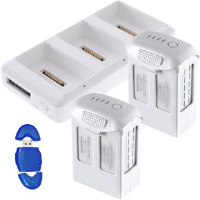 DJI Phantom 4 Battery and Charging Hub Bundle: Includes 2X DJI Phantom 4 High Capacity Batteries + DJI Battery Charging Hub for Phantom 4+ High Speed SD/MicroSD Memory Card Reader (Renewed)