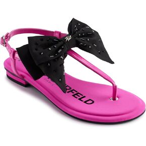 KARL LAGERFELD Women's Cushioned Insole Everyday Cristi Bow-Flat Womes's Sandal Slide