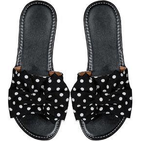 GORGLITTER Women's Bow Flat Sandals Dressy Open Toe Slip on Slide Cute Vacation Sandals