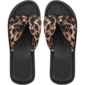 GORGLITTER Women's Leopard Cheetah Y2k Flat Sandals Knot Band Flats Open Toe Vacation Shoes