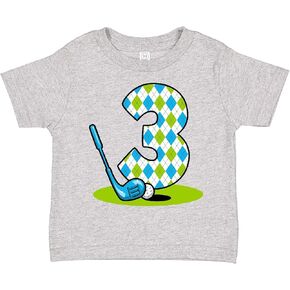 inktastic Argyle Golf 3rd Birthday Toddler T-Shirt