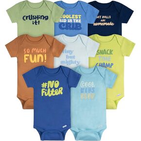 Onesies Brand unisex-baby 8-pack Short Sleeve Mix & Match Bodysuits, Cool Kids, Newborn