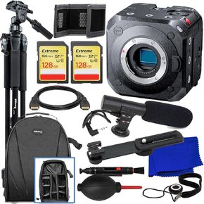 Ultimaxx Essential Panasonic Lumix BGH1 Box Cinema Camera Bundle (Body Only) - Includes: 2X 128GB Extreme Memory Cards, Mini Condenser Microphone, Water-Resistant Gadget Backpack & More (14pc Bundle)