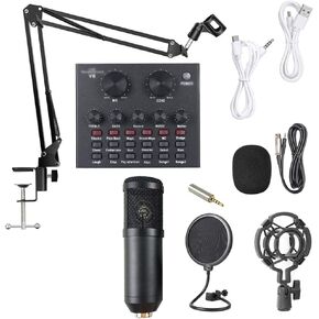 New Live Sound Card Microphone Set Voice Changer Multifunctional USB Audio Interface Intelligent Volume Mic for Live Broadcast (Color : Style Two)