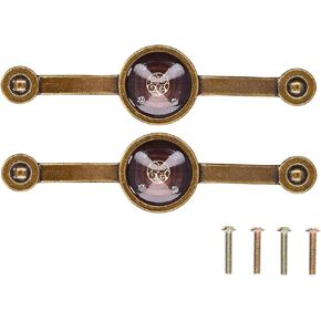 Vintage Cabinet Handles Pulls,Drawer pulls, 2pcs Cabinet Handles, Cabinet Door Handles Bronze Drawer Pulls for Kitchen Cabinet Dresser, 4.3-inch Hole Center(Red) (Color : Brown)