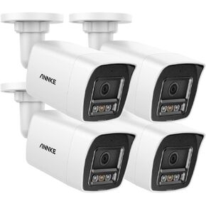ANNKE 4 Pack 4K/8MP Wired PoE Security Camera, H.265+ Outdoor IP Bullet Camera w/Audio Recording, AI Human/Vehicle Detection, 100ft EXIR 2.0 Night Vision, 120dB WDR, Built-in Mic & SD Card Slot-C800