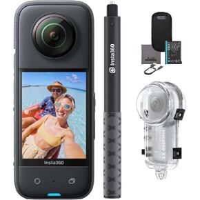 Insta360 X3 - Waterproof 360 Action Camera with 1/2" 48MP Sensors 5.7K 360 Active HDR Video 72MP 360 Photo 60fps 2.29" Touchscreen with Extendable Selfie Stick and 50M Dive Case Housing Kit
