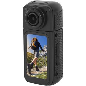 Tangxi 2.7K Ultra HD Action Camera, 1.47" Display, 180° Wide Angle Rotating Lens, 12MP Sports Camera with Magnetic Neck Strap, Long Battery Life, Compact for Outdoor Adventures (Black)