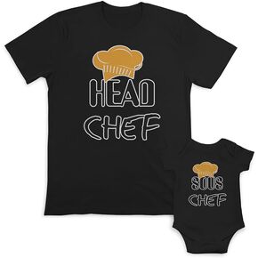 Father's Day Dad and Baby Matching Outfits Clothes Chef Cap Head Chef - Chef Cap Sous Chef