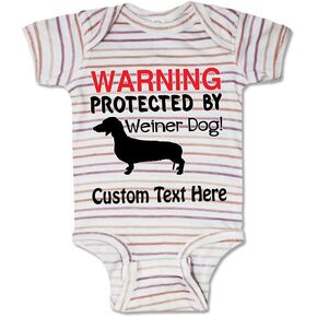 Cute Rascals Baby Bodysuit Warning Protected by Weiner Dog! Boy & Girl Baby Clothes Funny Cotton