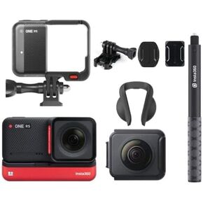 Insta360 ONE RS Twin Edition Waterproof 4K 60fps Action Camera 5.7K 360 Camera 48MP Photo Active HDR with Extendable Selfie Stick and Helmet Mount Kit