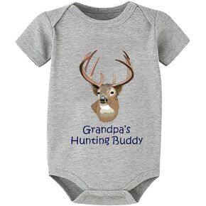 Grandpa's Hunting Buddy Unisex Romper Short Sleeve Baby Girl New Born Clothes White 6 Month White Romper