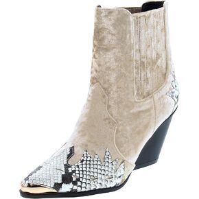 Cape Robbin Women Mixed Media Pointy Toe Flame Pattern Cowboy Bootie HJ88