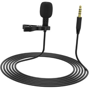 Microphone Lavalier Interview Mic for Broadcast Lightweight Small Lapel 1.5m Cable Black Sound