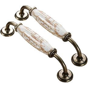 Vintage Cabinet Handles Pulls,drawer pulls, Ceramic Door Handle Antique Pull Handle for Drawer Door Cupboard Wardrobe Cabinet Pulls, 2 PCS Kitchen Drawer Pull Cabinet Handle/Knobs, 128mm Hole Centers
