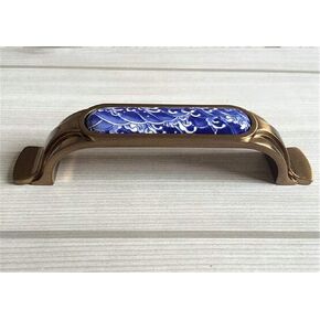 Vintage Cabinet Handles Pulls,drawer pulls, Retro Furniture Handles Pulls White and Blue Porcelain Kitchen Cabinet Drawer Pulls Knobs Antique Brass Dresser Handles Champagne 96mm ( Color : Bronze )