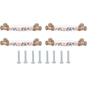 Vintage Cabinet Handles Pulls,Drawer pulls, 4 Sets Cabinet Door Handle Retro American Style Ergonomic Design Ceramic Furniture Drawer Handle