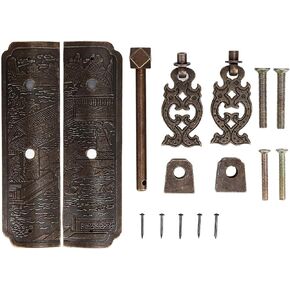 Vintage Cabinet Handles Pulls,Drawer pulls, Door Handles Assembly Kit, Chinese Style Antique Brass Gate Pull Handle Cabinet Handles Drawer Door Knobs Pulls for Furniture Cabinets