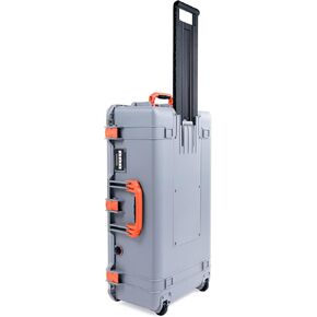 Pelican Silver & Orange 1615 case. No Foam - Empty Wheels.